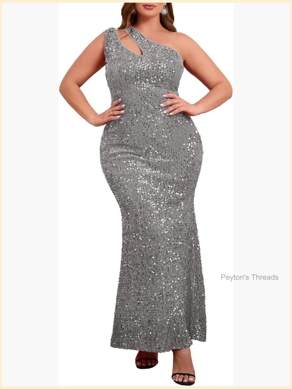 Plus Size Sequin Sleeveless V-Neck Bodycon Maxi Dress Formal Party